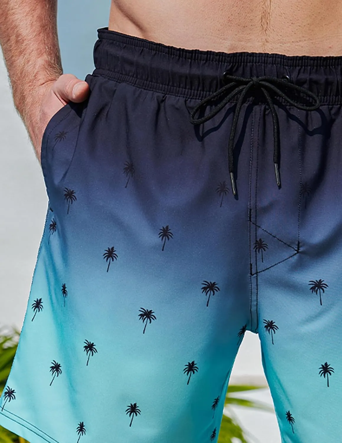 2 Pack: Men's 7" Swim Trunks with Compression Liner, Quick Dry Stretch Swimming Shorts Bathing Suits Swimwear