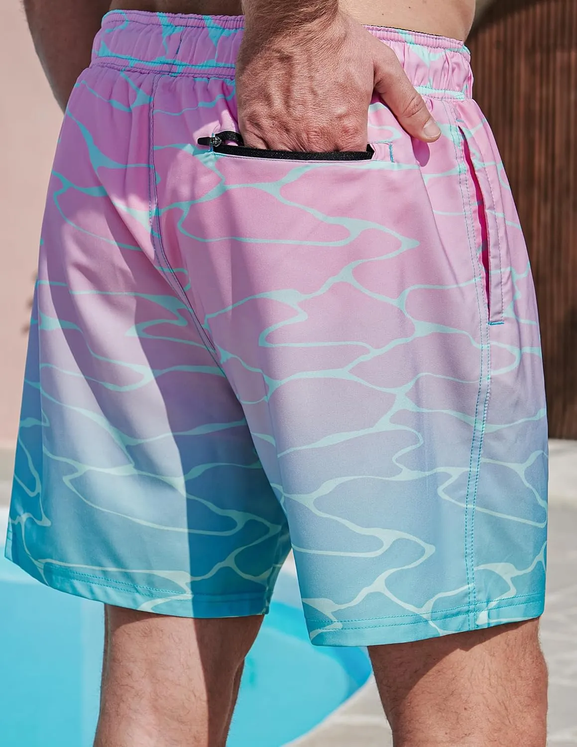 2 Pack: Men's 7" Swim Trunks with Compression Liner, Quick Dry Stretch Swimming Shorts Bathing Suits Swimwear