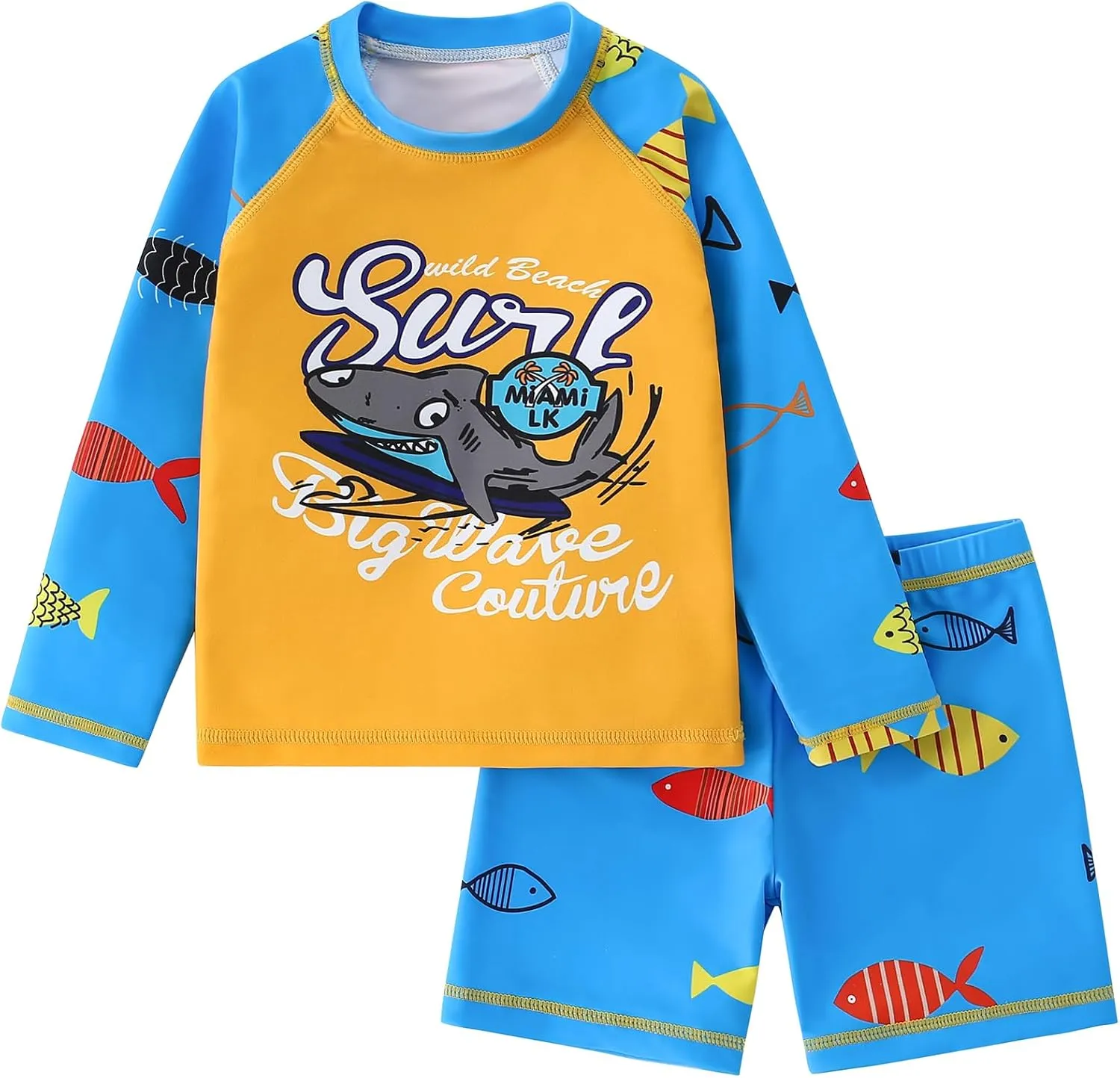 2-Piece Boys Dinosaur&Whale Swimsuit Set Long Sleeve Shirt   Trunks Toddler Swimming Suit Kids Rash Guards Bathing Suits