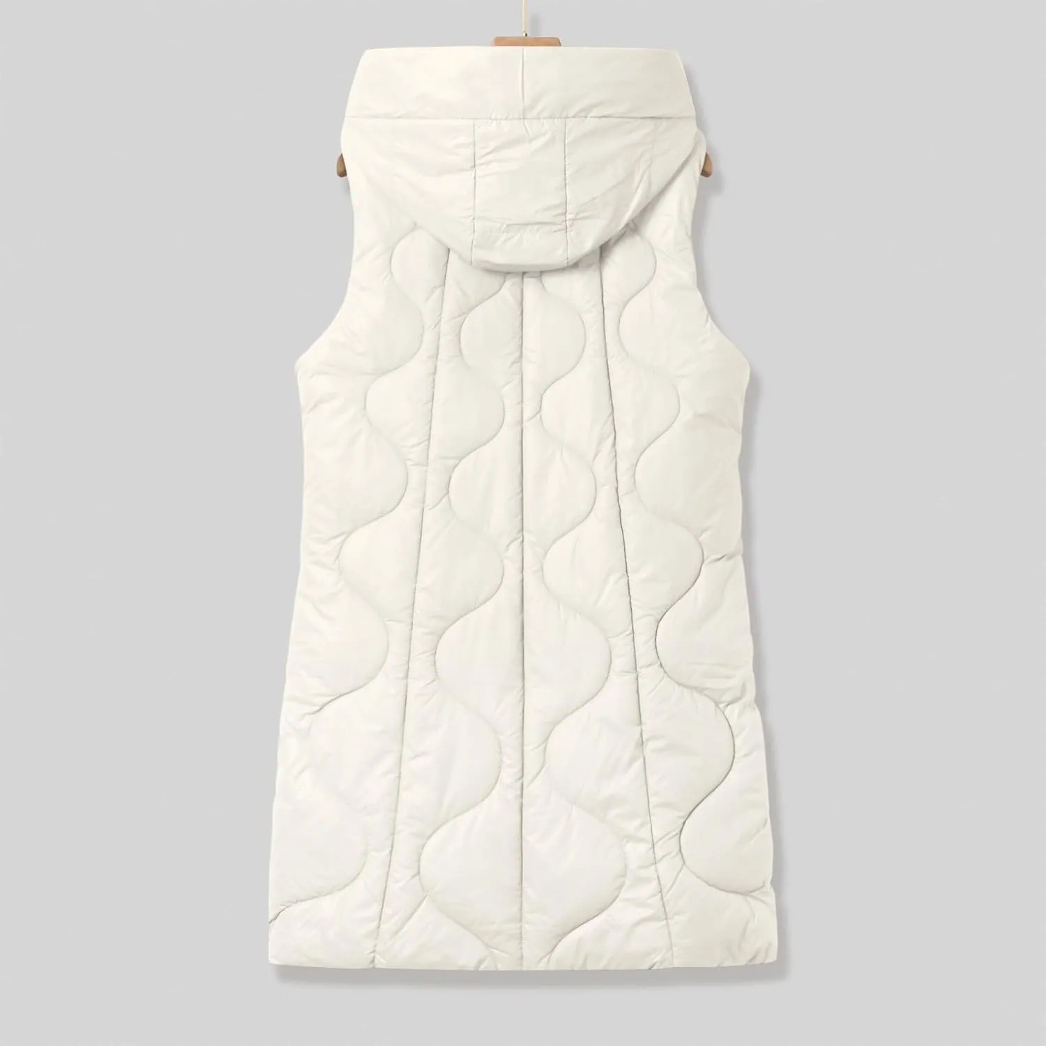 2024 Long Puffer Jacket Vest for Women Lightweight Warm Quilted Coat Fashion Zip Up Sleeveless Padded Coats with Pocket