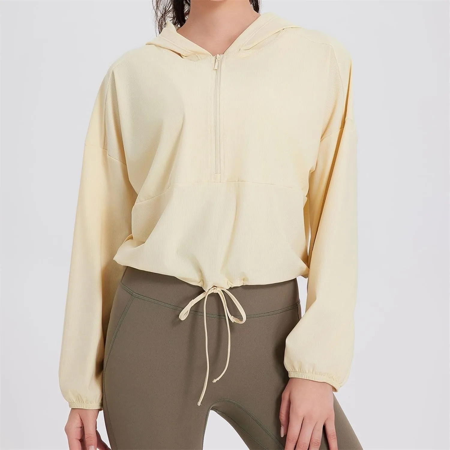 2025 UPF 50  Jackets for Women Long Sleeve Lightweight Quick Dry Summer Breathable Hoodies Half Zipper Lace Up Tees