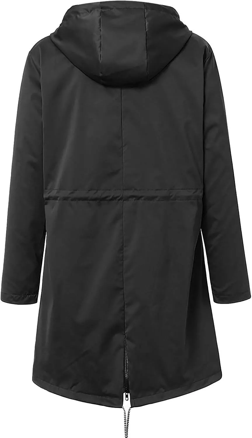2025 Womens Raincoat Spring Fashion Plus Size Waterproof Lightweight Jacket Outdoor Raincoats Windbreaker with Hood