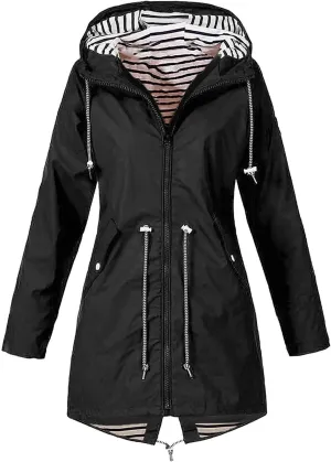 2025 Womens Raincoat Spring Fashion Plus Size Waterproof Lightweight Jacket Outdoor Raincoats Windbreaker with Hood