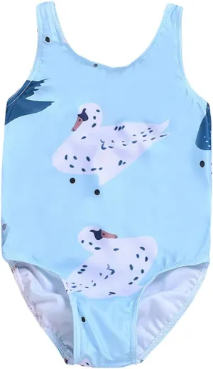 2pcs One Piece Swim Suits Girls Swimming Suits Girl Swimsuits Blue Swimwear for Girls Kid Swimsuit Summer Swimwear Cartoon One-Piece Swimsuit Child Girl One Piece Swimsuit