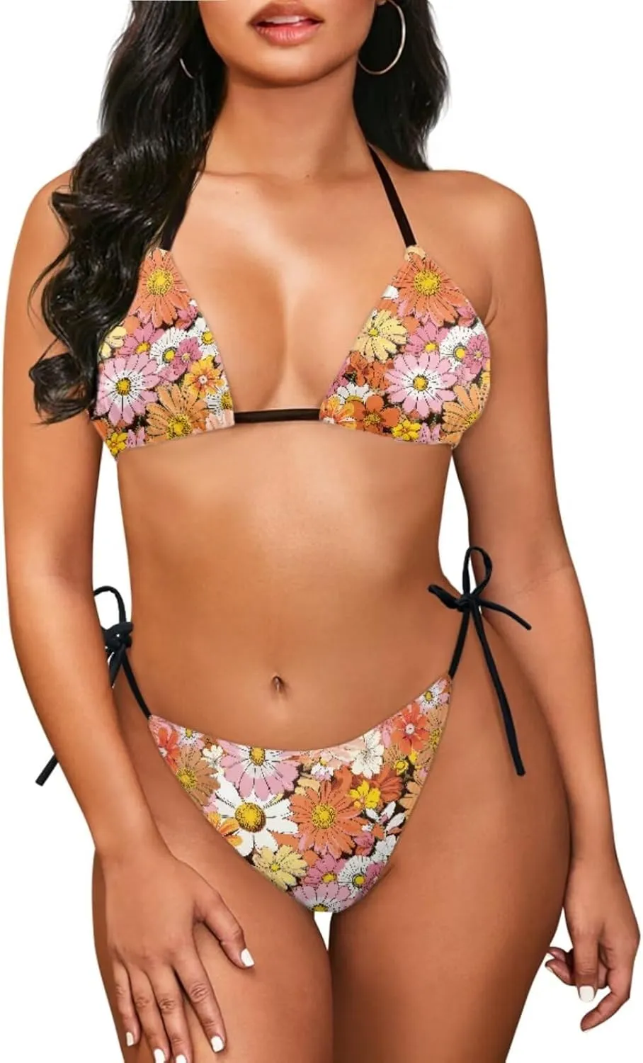 AFPANQZ Bikini & Sarong Set - Swimwear with Self-Tie Wrap Skirt, Sun Protective Quick Dry Swimwear for Hawaii Vacations