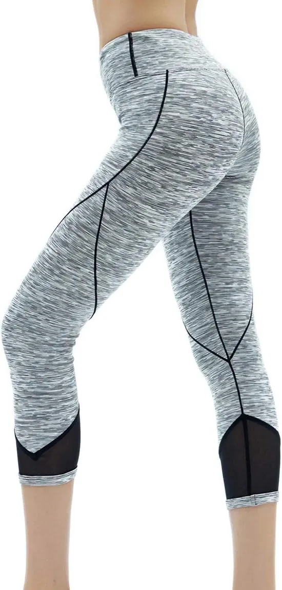 Akaeys Mesh Hip Push Up Capri Legging for Women High Waist Workout Running Gym Leggings