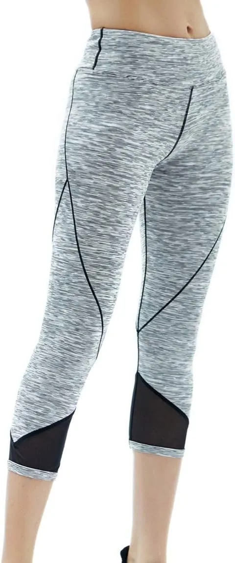 Akaeys Mesh Hip Push Up Capri Legging for Women High Waist Workout Running Gym Leggings