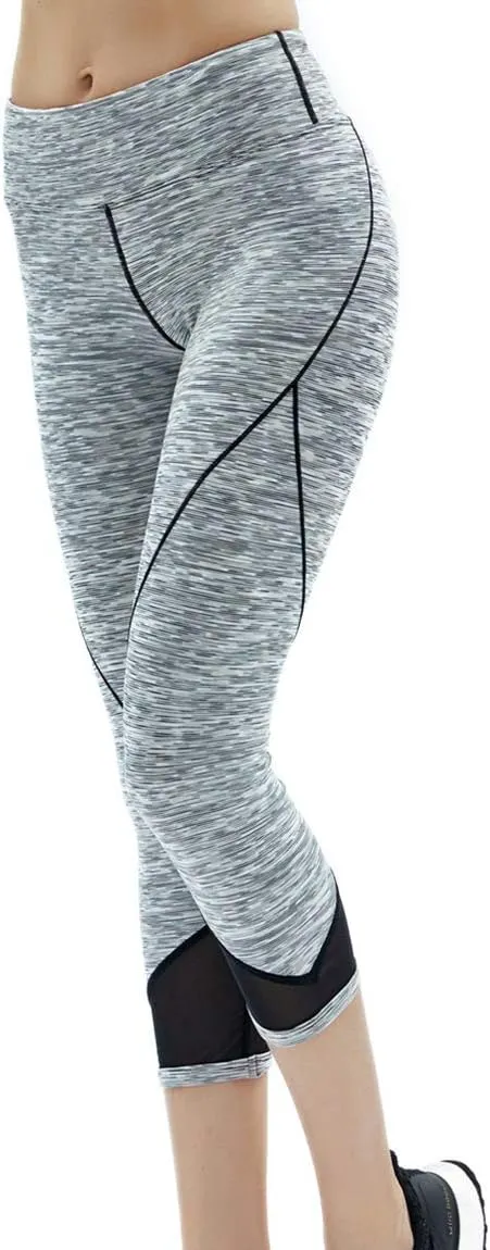 Akaeys Mesh Hip Push Up Capri Legging for Women High Waist Workout Running Gym Leggings