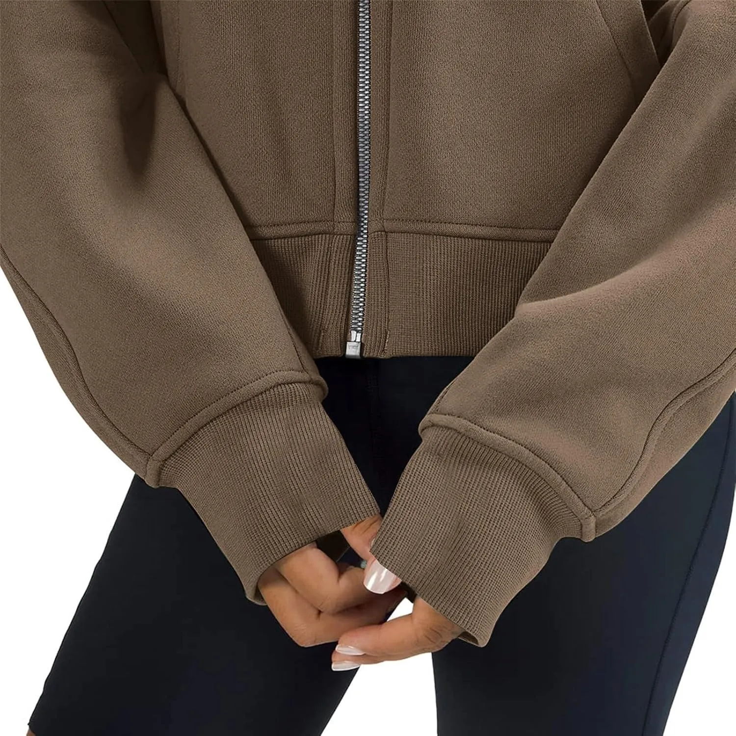 Akklian Womens Full Zip Up Cropped Hoodies Fleece Oversized Sweatshirt Fashion Jackets Coat Y2K Fall Preppy Teen Girl Clothes