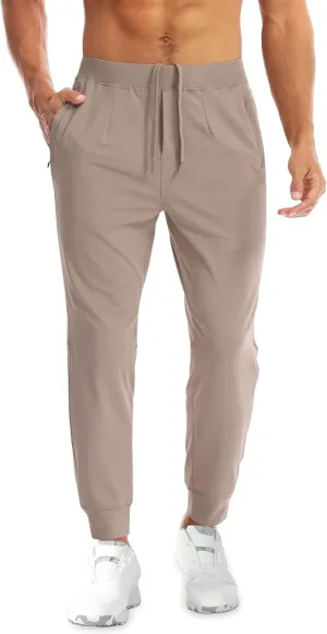 Aolesy Men's Joggers Sweatpants with Zipper Pockets Lightweight Stretch Athletic Gym Pants for Workout, Running, Golf