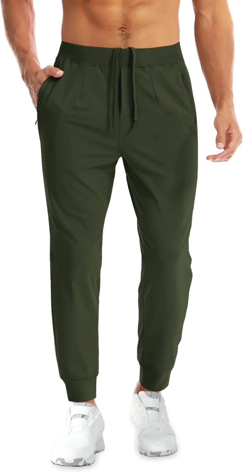 Aolesy Men's Joggers Sweatpants with Zipper Pockets Lightweight Stretch Athletic Gym Pants for Workout, Running, Golf