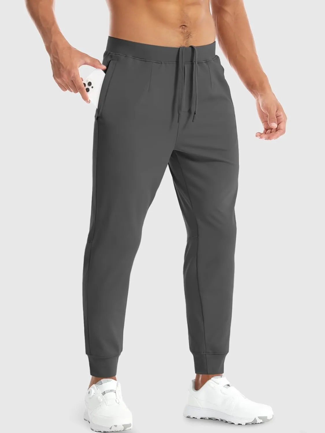 Aolesy Men's Joggers Sweatpants with Zipper Pockets Lightweight Stretch Athletic Gym Pants for Workout, Running, Golf