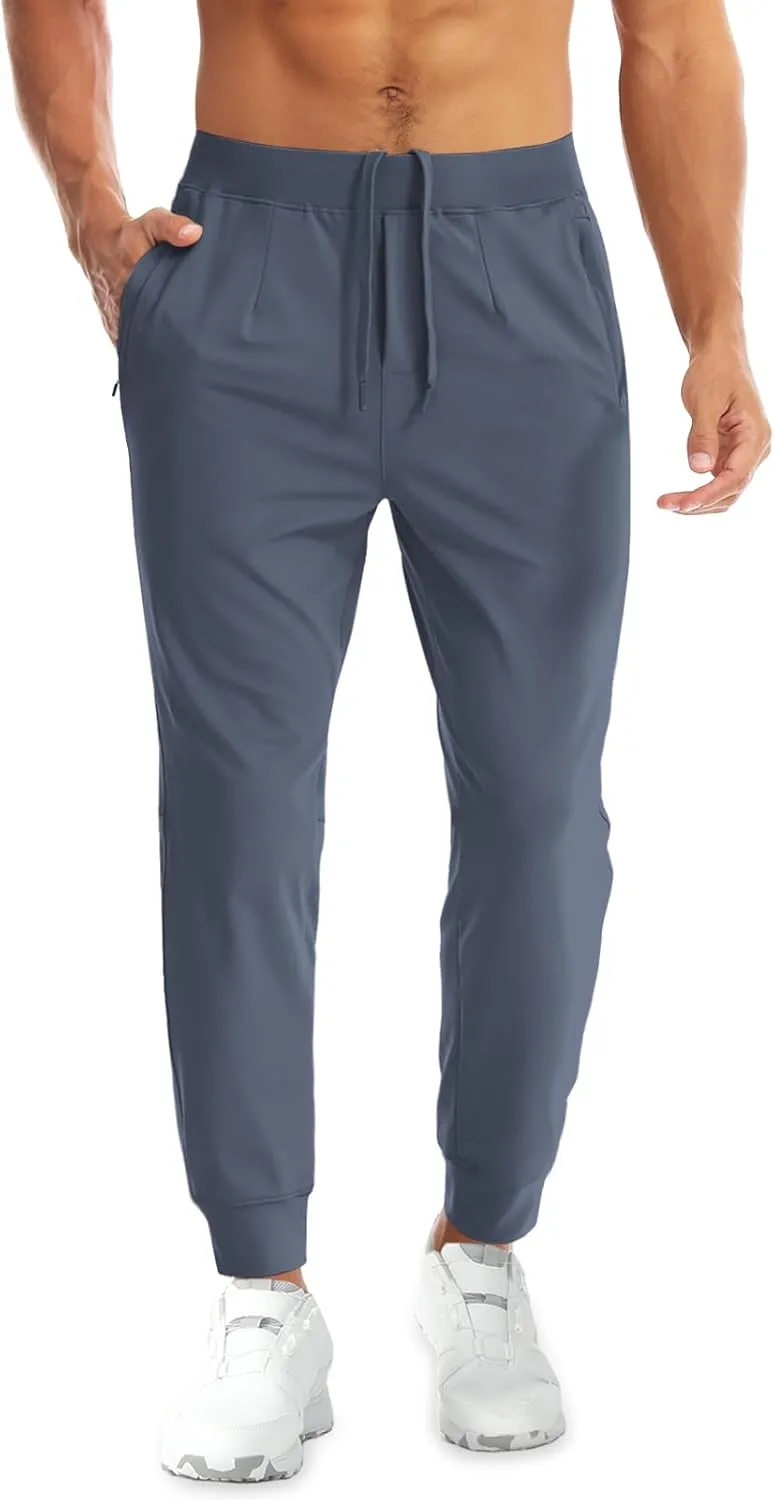 Aolesy Men's Joggers Sweatpants with Zipper Pockets Lightweight Stretch Athletic Gym Pants for Workout, Running, Golf