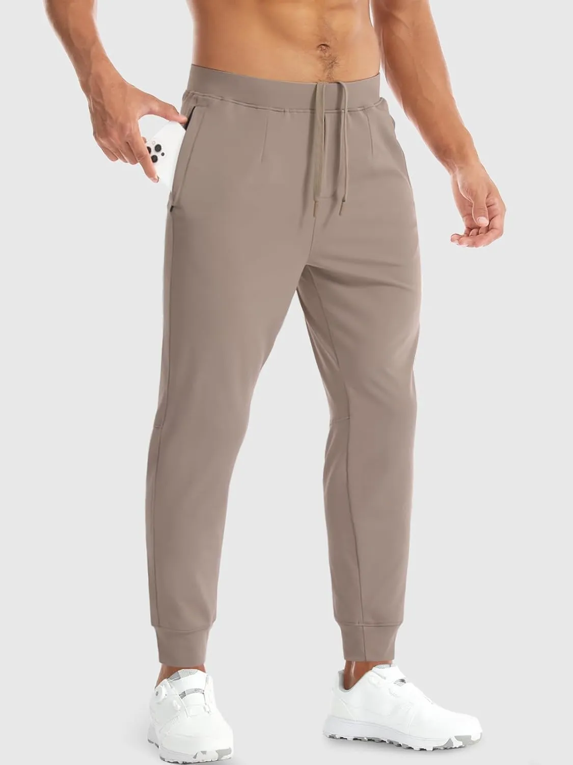 Aolesy Men's Joggers Sweatpants with Zipper Pockets Lightweight Stretch Athletic Gym Pants for Workout, Running, Golf