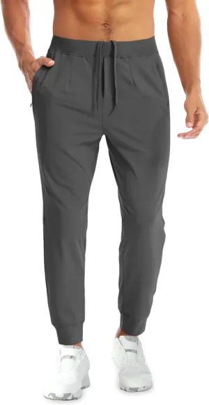 Aolesy Men's Joggers Sweatpants with Zipper Pockets Lightweight Stretch Athletic Gym Pants for Workout, Running, Golf