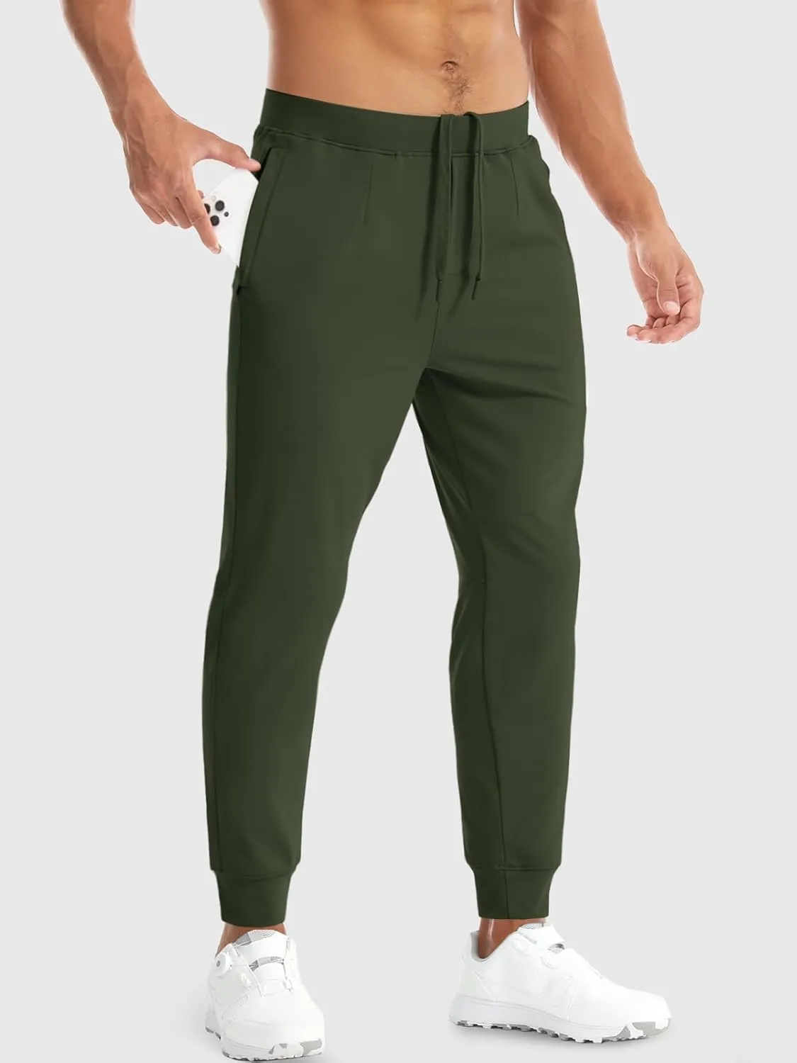 Aolesy Men's Joggers Sweatpants with Zipper Pockets Lightweight Stretch Athletic Gym Pants for Workout, Running, Golf