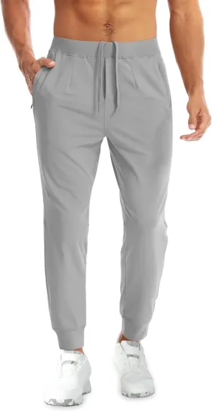 Aolesy Men's Joggers Sweatpants with Zipper Pockets Lightweight Stretch Athletic Gym Pants for Workout, Running, Golf