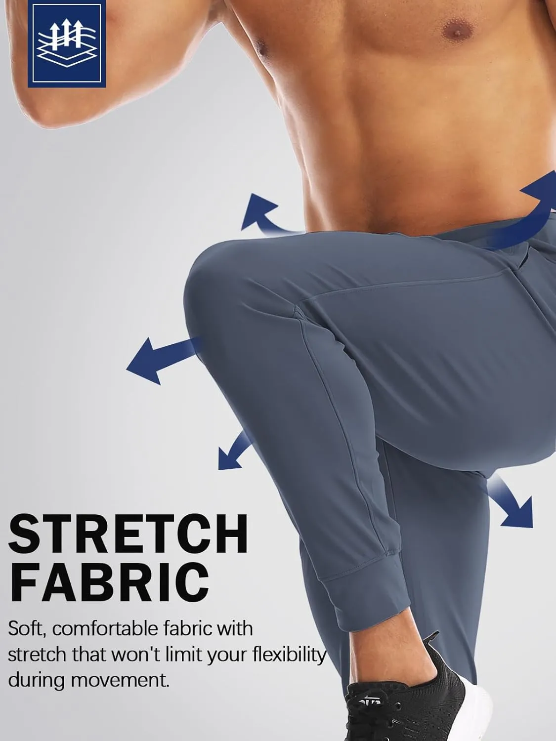 Aolesy Men's Joggers Sweatpants with Zipper Pockets Lightweight Stretch Athletic Gym Pants for Workout, Running, Golf