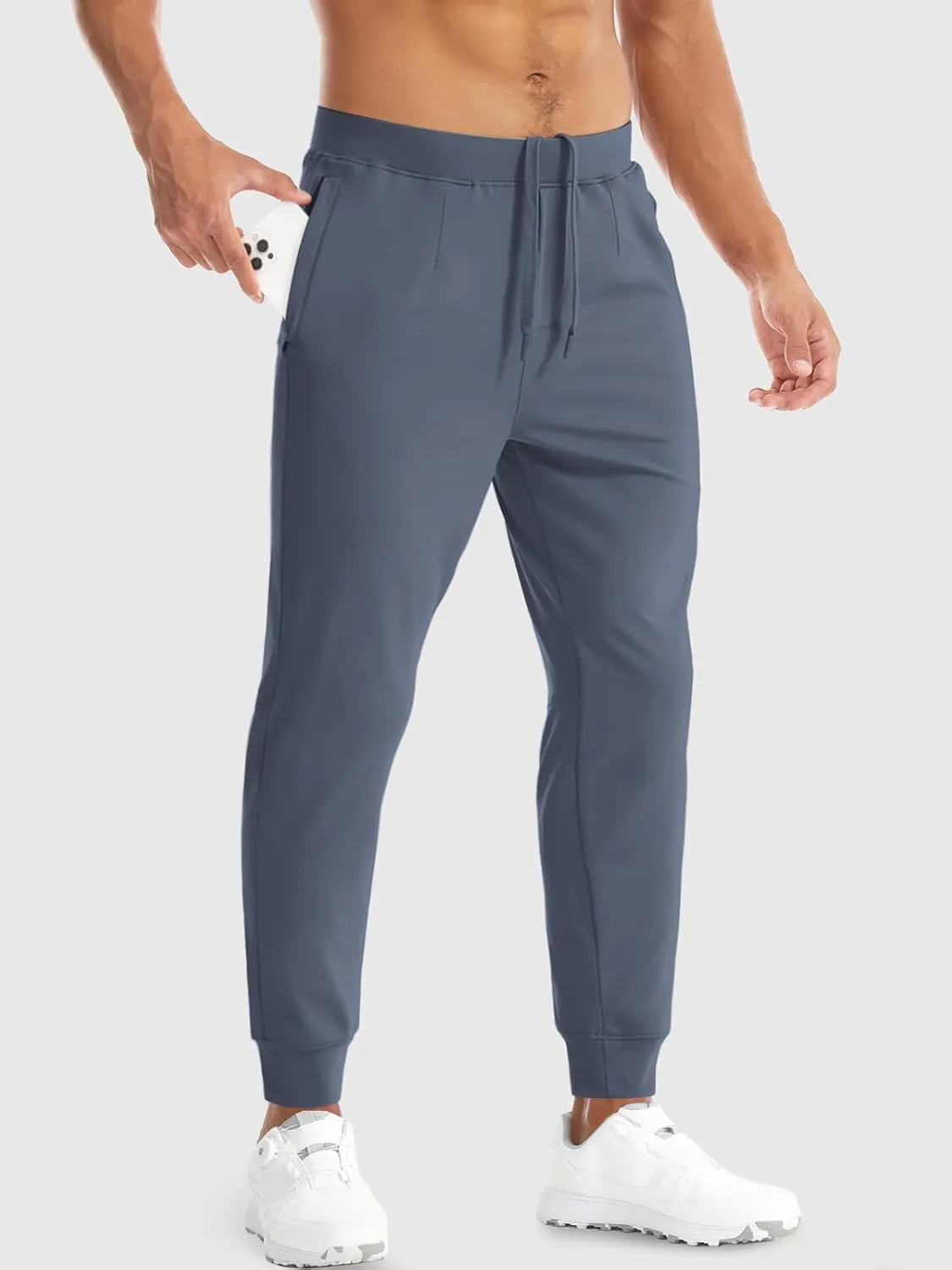 Aolesy Men's Joggers Sweatpants with Zipper Pockets Lightweight Stretch Athletic Gym Pants for Workout, Running, Golf