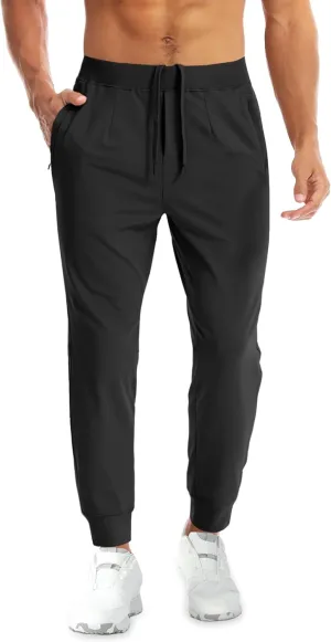 Aolesy Men's Joggers Sweatpants with Zipper Pockets Lightweight Stretch Athletic Gym Pants for Workout, Running, Golf