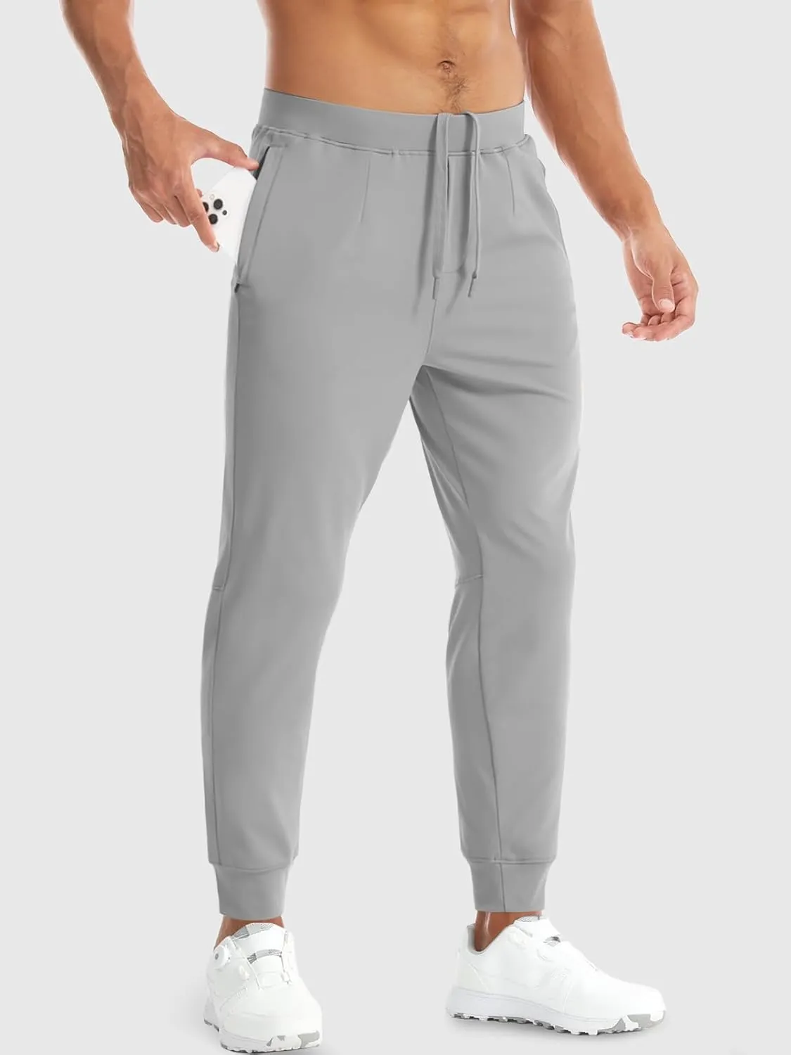 Aolesy Men's Joggers Sweatpants with Zipper Pockets Lightweight Stretch Athletic Gym Pants for Workout, Running, Golf