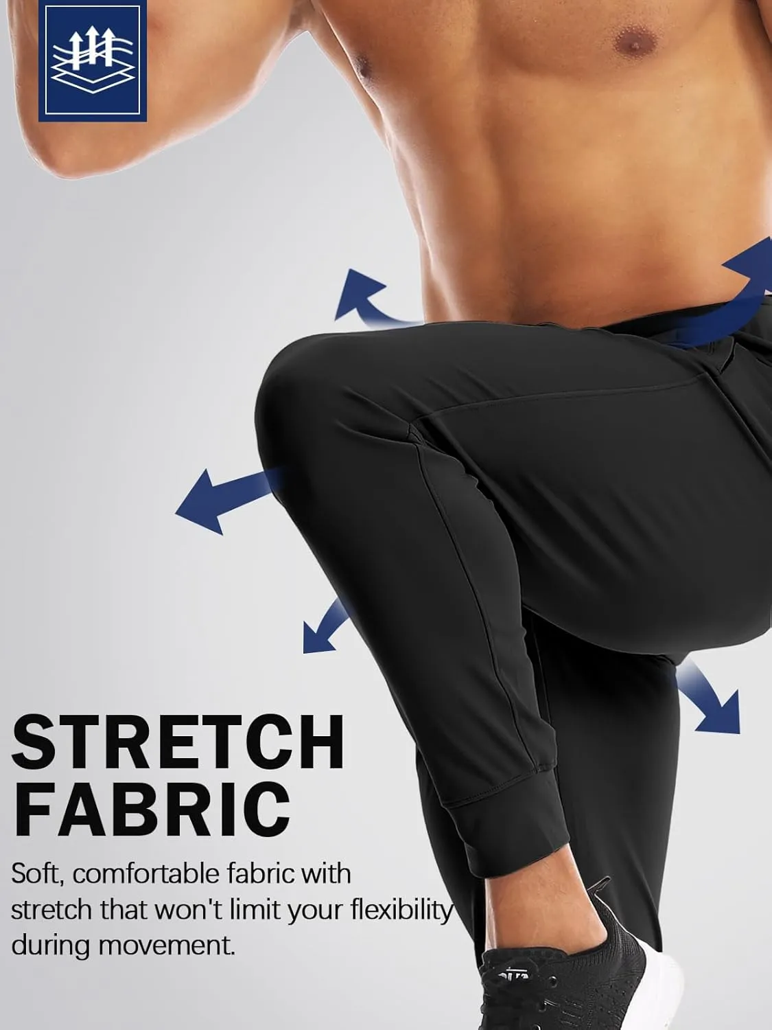 Aolesy Men's Joggers Sweatpants with Zipper Pockets Lightweight Stretch Athletic Gym Pants for Workout, Running, Golf