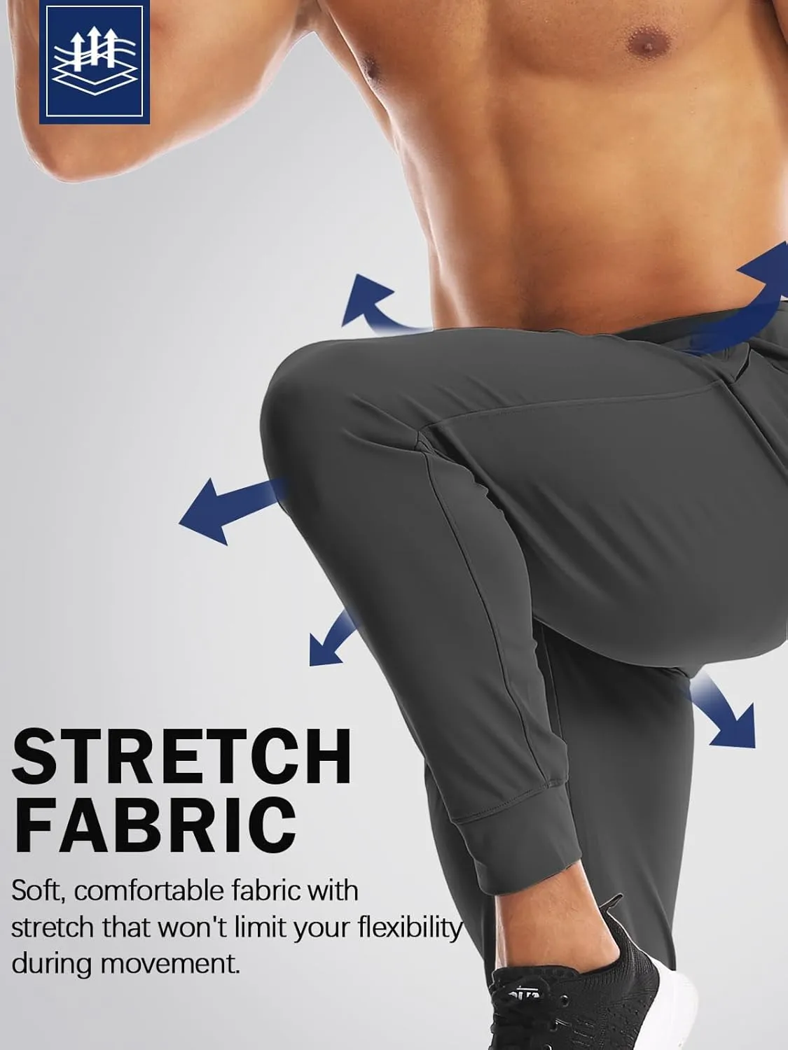 Aolesy Men's Joggers Sweatpants with Zipper Pockets Lightweight Stretch Athletic Gym Pants for Workout, Running, Golf