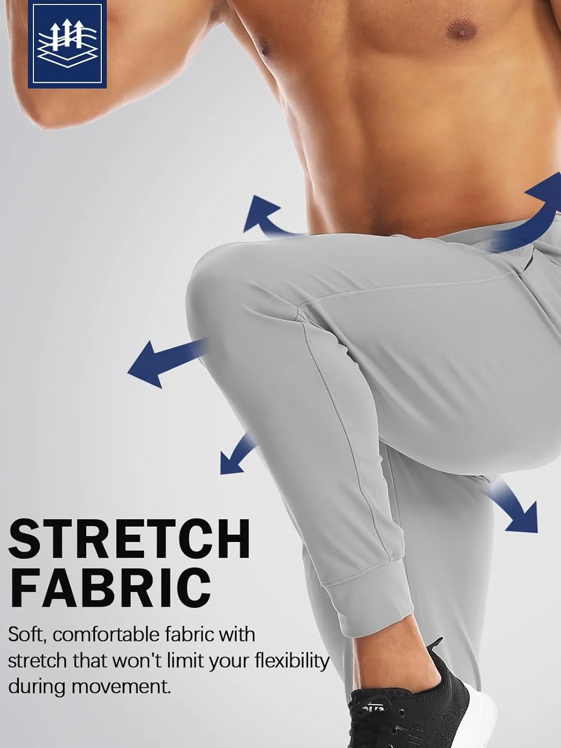Aolesy Men's Joggers Sweatpants with Zipper Pockets Lightweight Stretch Athletic Gym Pants for Workout, Running, Golf