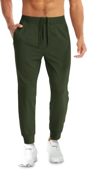 Aolesy Men's Joggers Sweatpants with Zipper Pockets Lightweight Stretch Athletic Gym Pants for Workout, Running, Golf
