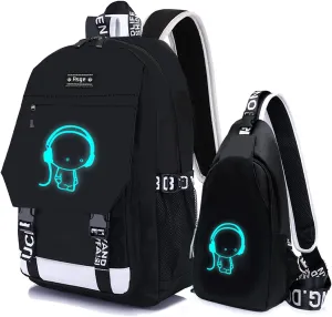 Asge Large Teens School Backpacks Waterproof Nylon Football Printing for 8-15 Years Boys & Girls