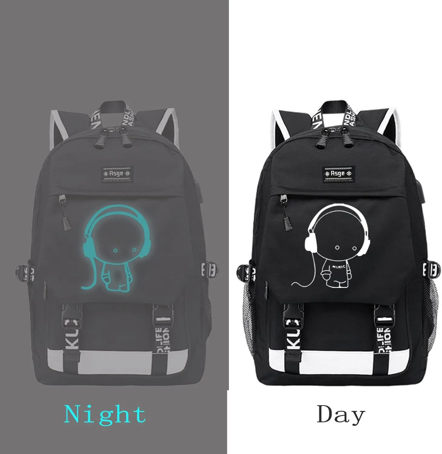 Asge Large Teens School Backpacks Waterproof Nylon Football Printing for 8-15 Years Boys & Girls