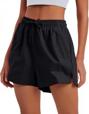 Athletic Shorts for Women Side Split Elastic High Waisted Quick Dry Workout Sporty Short with Pockets