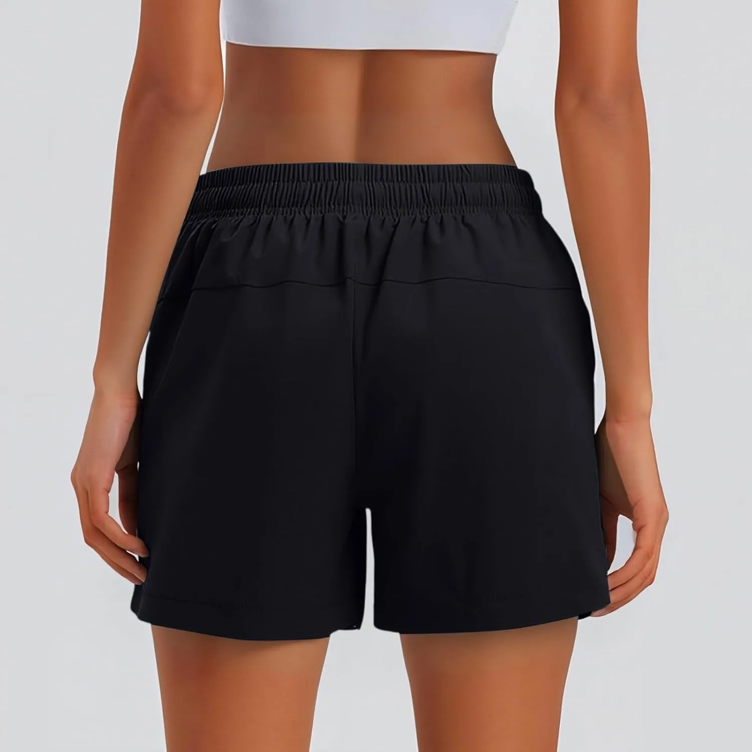 Athletic Shorts for Women Side Split Elastic High Waisted Quick Dry Workout Sporty Short with Pockets