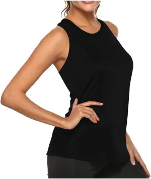 Backless Tank Tops for Women Sleeveless Quick Dry Summer Workout Athletic Running Shirts Loose Stretch Muscle Tank Yoga Shirt