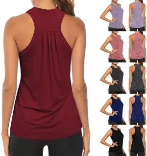 Backless Tank Tops for Women Sleeveless Quick Dry Summer Workout Athletic Running Shirts Loose Stretch Muscle Tank Yoga Shirt