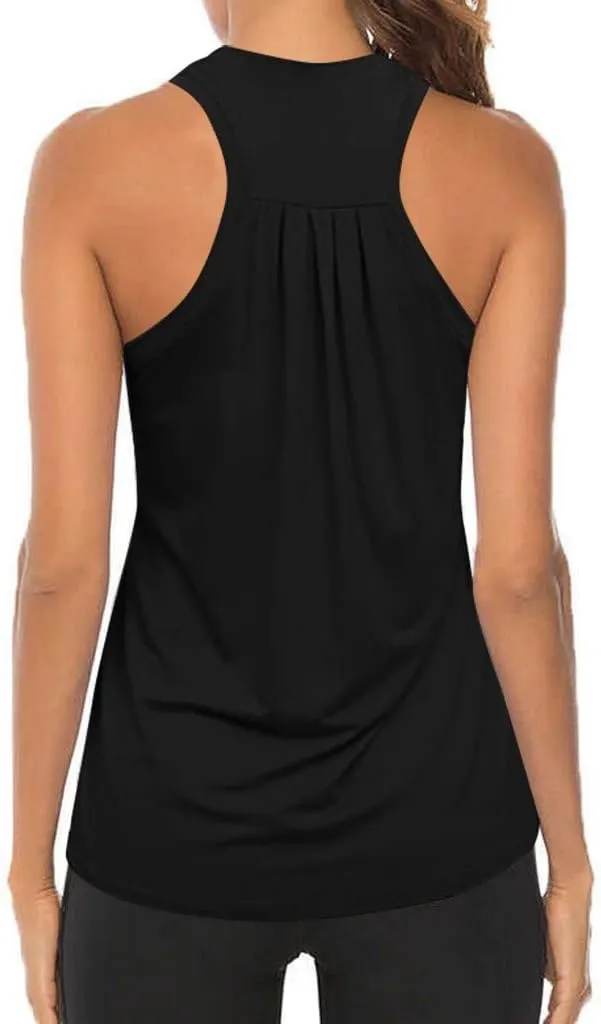 Backless Tank Tops for Women Sleeveless Quick Dry Summer Workout Athletic Running Shirts Loose Stretch Muscle Tank Yoga Shirt