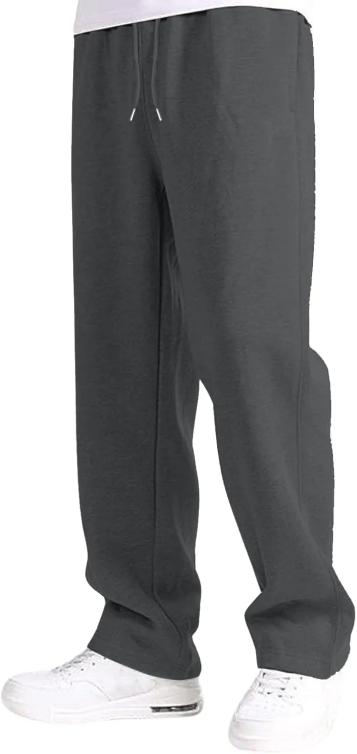Black Cargo Pants Men Baggy Sweatpants for Men Mens Heavyweight Drawstring Cargo Sweatpants Loose Fit Athletic Gym Pants