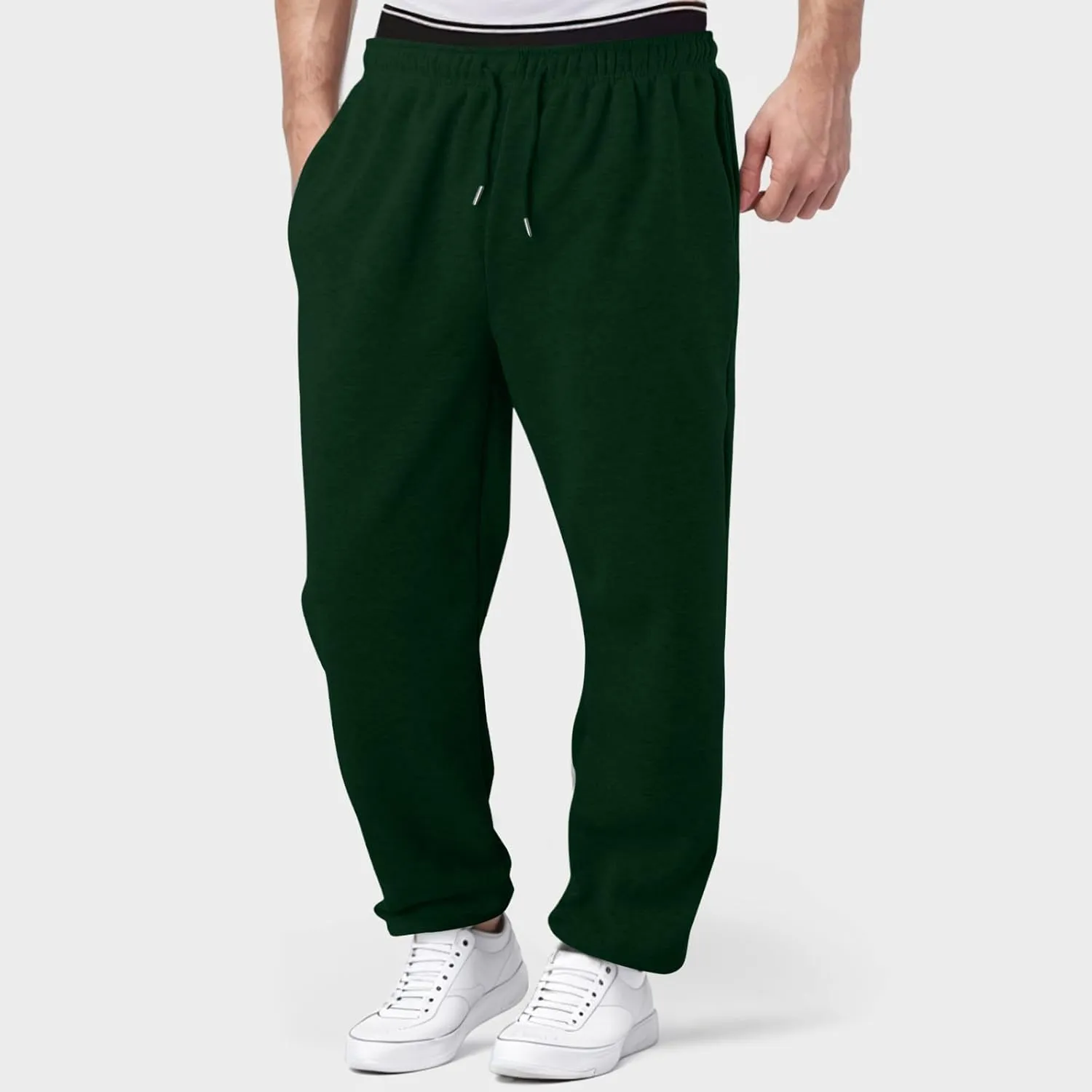 Black Cargo Pants Men Baggy Sweatpants for Men Mens Heavyweight Drawstring Cargo Sweatpants Loose Fit Athletic Gym Pants