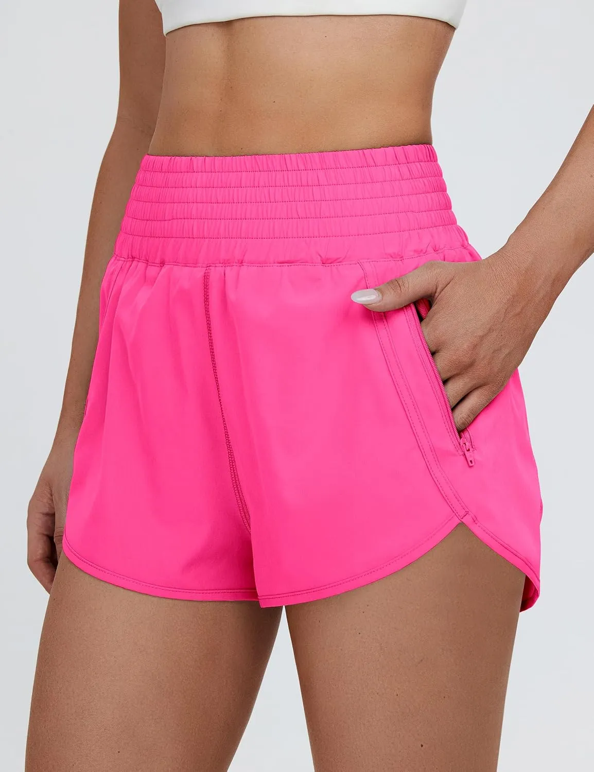 BMJL Women's High Waisted Athletic Shorts Pocket Workout Shorts Gym Sporty Running Shorts