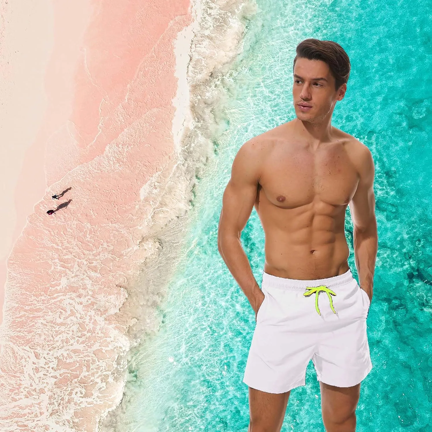 Board Shorts Without Liner Men's Swim Trunks 5 Inch Inseam Quick Dry Swimming Shorts for Men Beach
