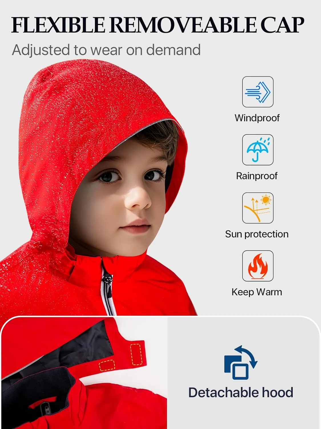 Boys Girls Kids Softshell Jacket With Hood Lightweight Waterproof Warm Raincoats Fleece Lined Windbreakers for Kids