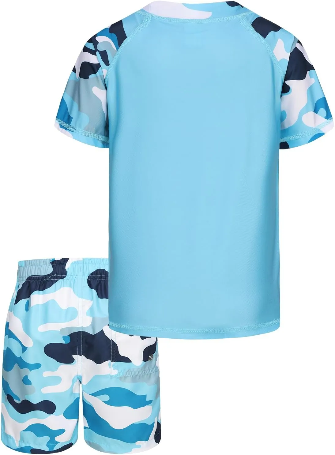 Boys Rash Guard Set for Kids Boys 2 Piece Short Sleeve Swim Shirts with Trunks Quick Dry Bathing Suits Swim Set