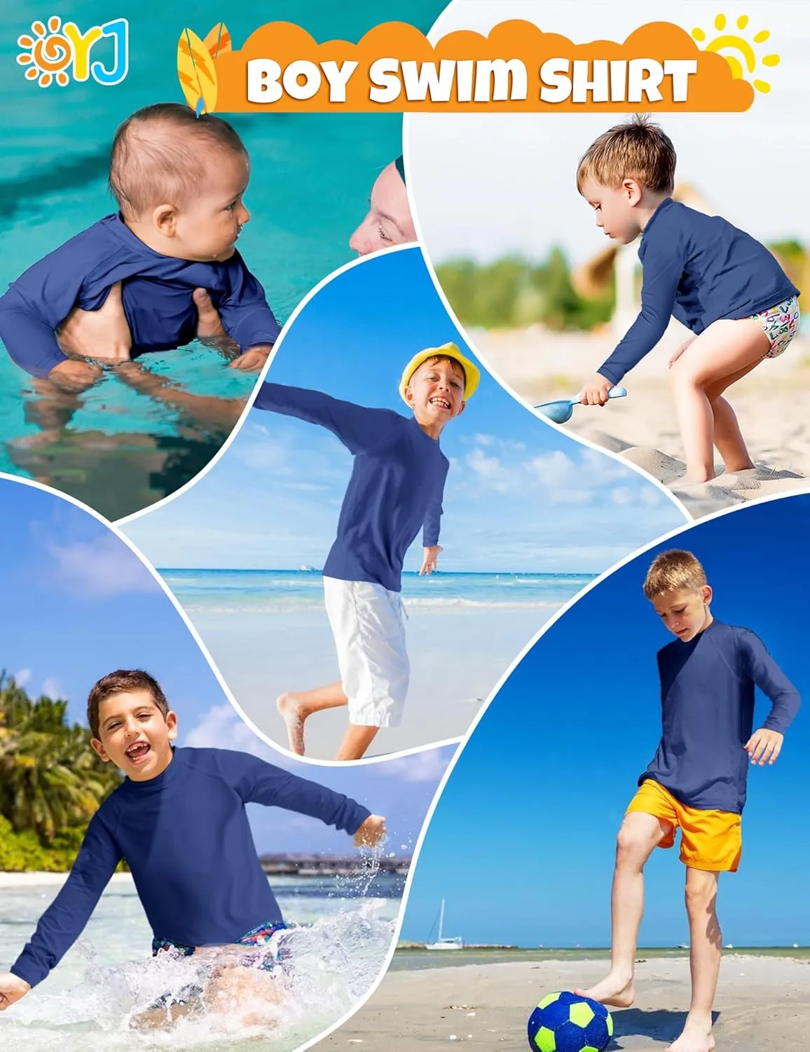 Boys Rash Guard Swim Shirt Long Sleeve Rashguard UPF  50 SPF Sun Water Surfing Shirts for Toddler Kids Youth Teen 2T-16Y
