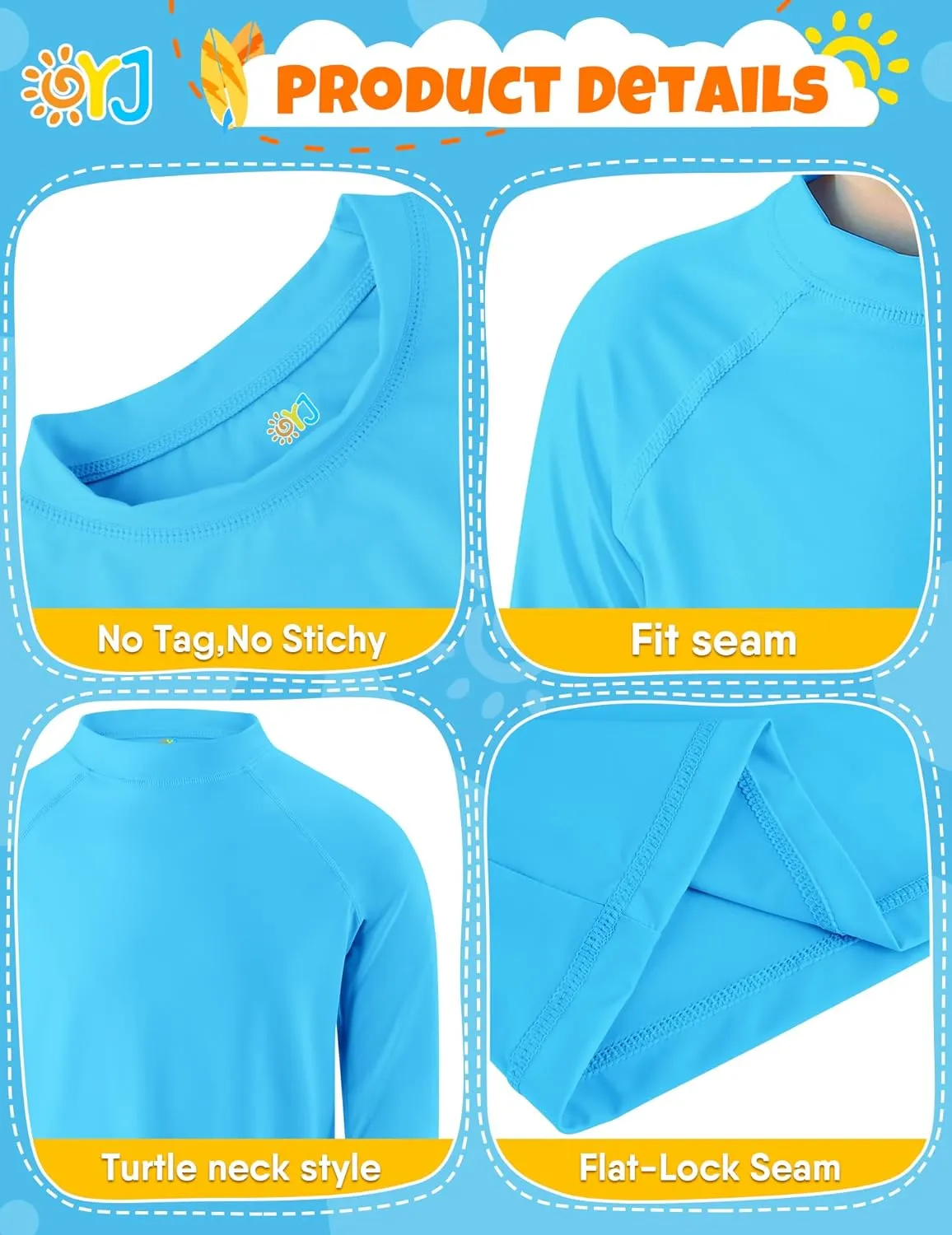 Boys Rash Guard Swim Shirt Long Sleeve Rashguard UPF  50 SPF Sun Water Surfing Shirts for Toddler Kids Youth Teen 2T-16Y