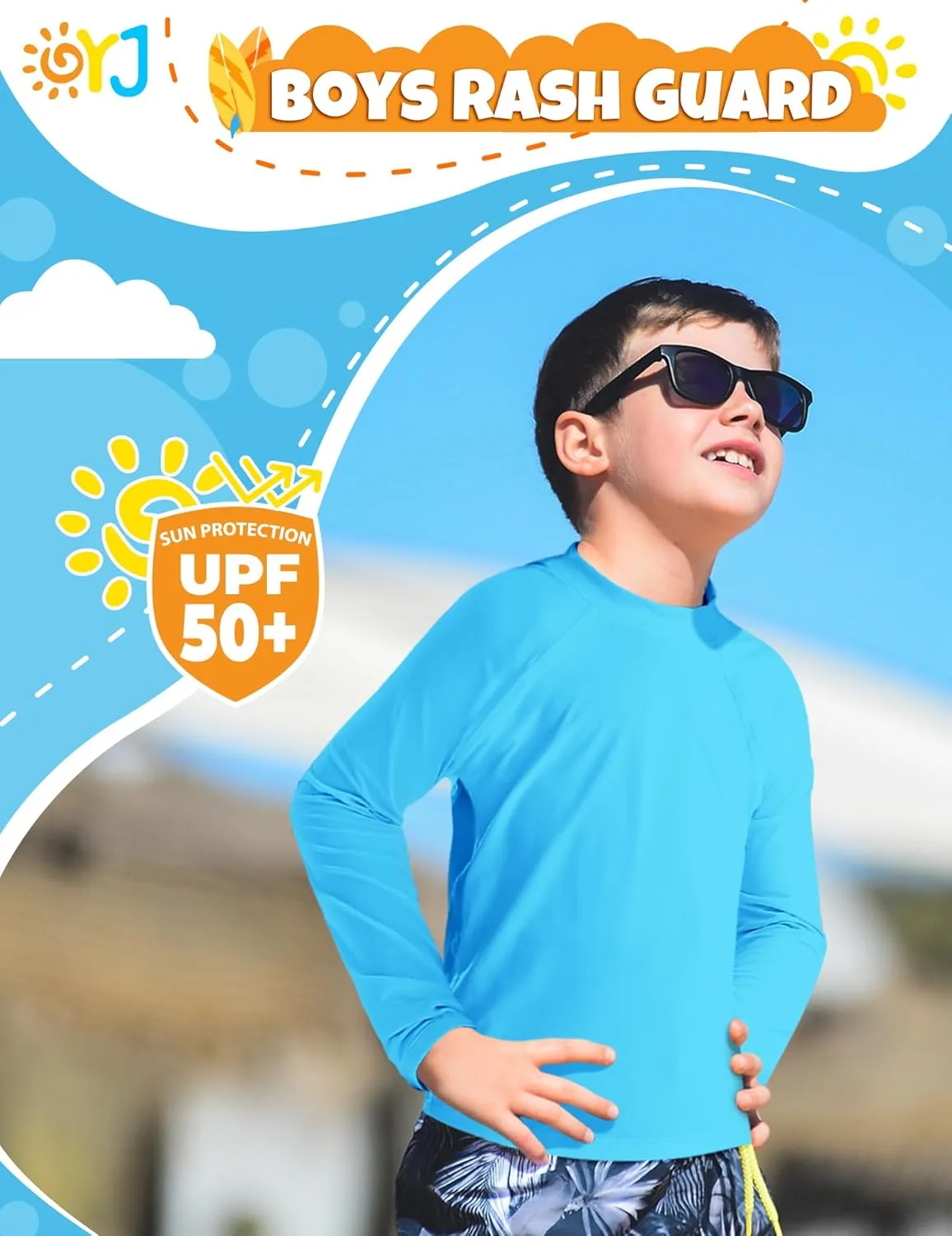 Boys Rash Guard Swim Shirt Long Sleeve Rashguard UPF  50 SPF Sun Water Surfing Shirts for Toddler Kids Youth Teen 2T-16Y