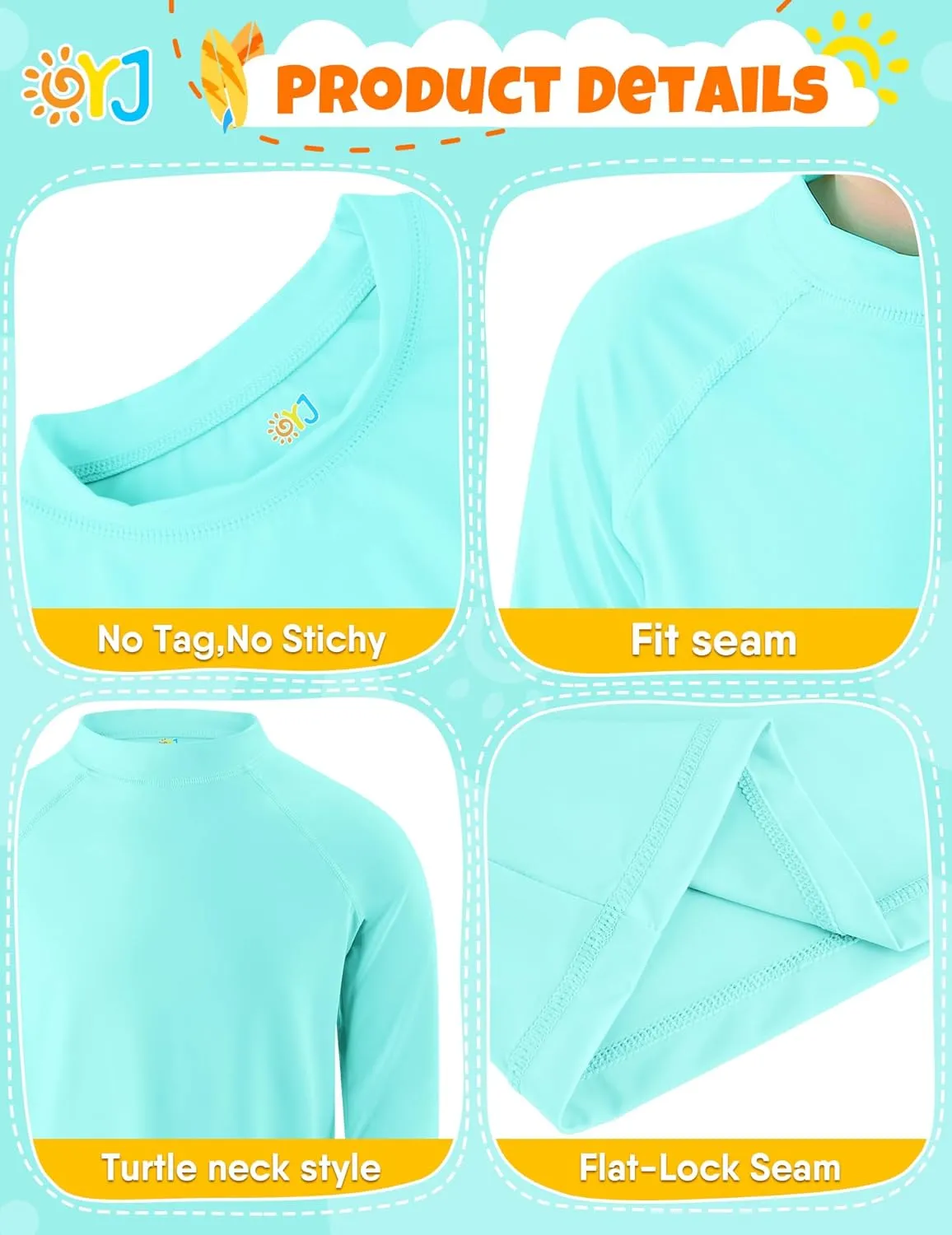 Boys Rash Guard Swim Shirt Long Sleeve Rashguard UPF  50 SPF Sun Water Surfing Shirts for Toddler Kids Youth Teen 2T-16Y