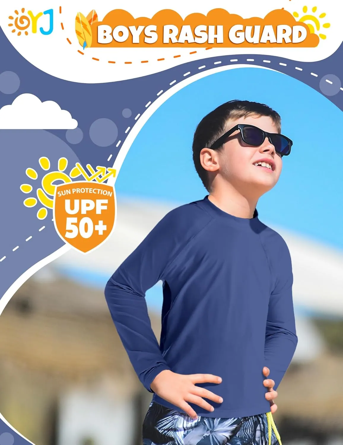 Boys Rash Guard Swim Shirt Long Sleeve Rashguard UPF  50 SPF Sun Water Surfing Shirts for Toddler Kids Youth Teen 2T-16Y