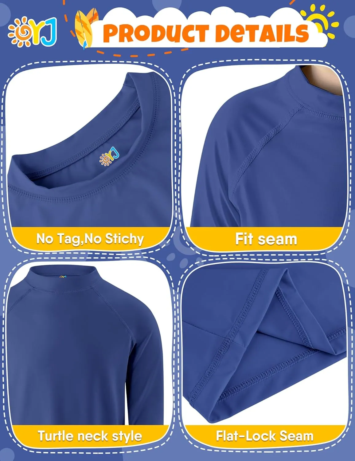 Boys Rash Guard Swim Shirt Long Sleeve Rashguard UPF  50 SPF Sun Water Surfing Shirts for Toddler Kids Youth Teen 2T-16Y