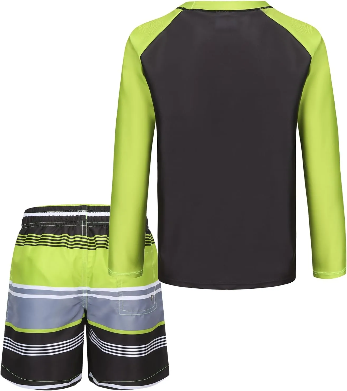 Boys Two Piece Rash guard Swimsuits Set with Swim Trunk Kids Long Sleeve Bathing Suit Swimwear Set