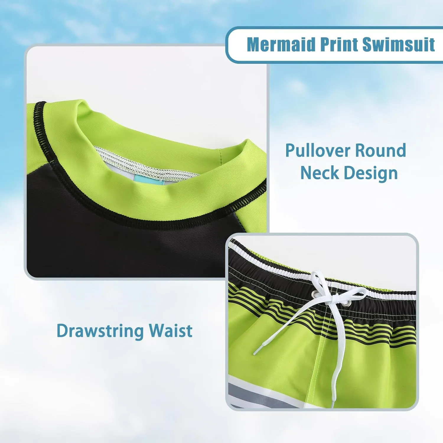 Boys Two Piece Rash guard Swimsuits Set with Swim Trunk Kids Long Sleeve Bathing Suit Swimwear Set